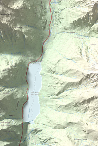 Mapa de relieve de Tuc de la Contesa, 2780 m, Alta Ribagorça · Val d'Aran, lámina 100 Cims de Trobart. Detalle de la zona inferior izquierda. 61 × 91 cm.