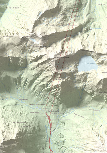 Mapa de relieve de Tuc de la Contesa, 2780 m, Alta Ribagorça · Val d'Aran, lámina 100 Cims de Trobart. Detalle de la zona superior izquierda. 70 × 100 cm.