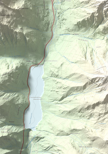 Mapa de relieve de Tuc de la Contesa, 2780 m, Alta Ribagorça · Val d'Aran, lámina 100 Cims de Trobart. Detalle de la zona inferior izquierda. 70 × 100 cm.