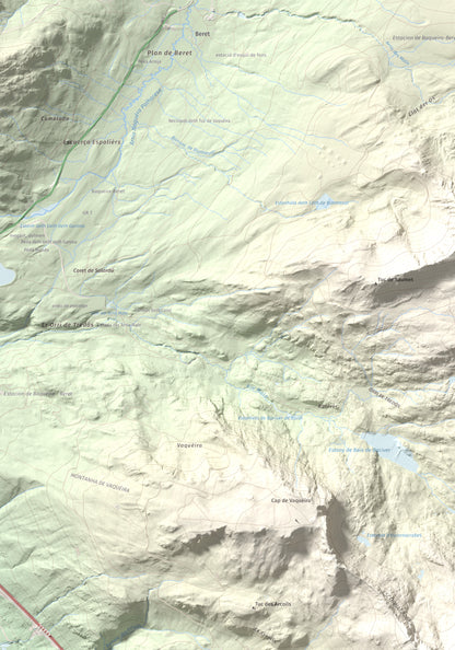 Mapa de relieve de Tuc de la Llança, 2659 m, Pallars Sobirà, lámina 100 Cims de Trobart. Detalle de la zona superior izquierda. 70 × 100 cm.