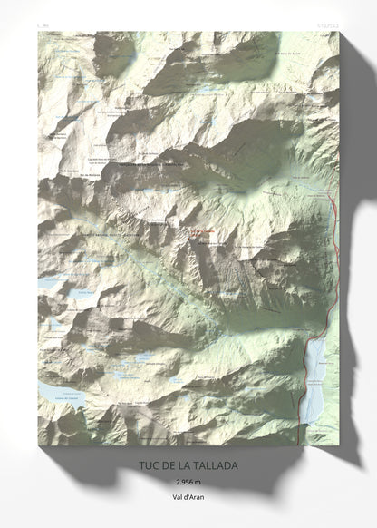 Mapa de relieve de Tuc de la Tallada, 2956 m, Val d'Aran, lámina 100 Cims de Trobart 50 × 70 cm.