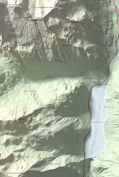 Mapa de relieve de Tuc de la Tallada, 2956 m, Val d'Aran, lámina 100 Cims de Trobart. Detalle de la zona inferior derecha. 61 × 91 cm.