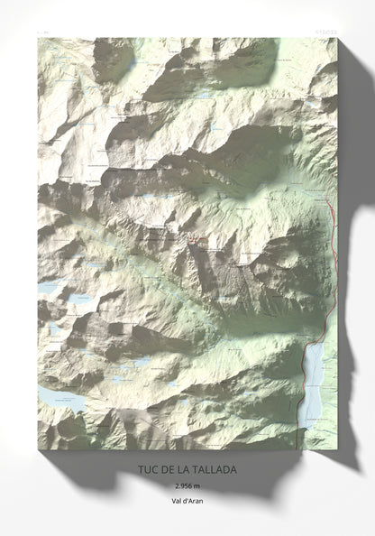 Mapa de relieve de Tuc de la Tallada, 2956 m, Val d'Aran, lámina 100 Cims de Trobart 70 × 100 cm.