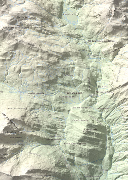 Mapa de relieve de Tuc des Armèros, 2534 m, Val d'Aran, lámina 100 Cims de Trobart. Detalle de la zona inferior derecha. 50 × 70 cm.