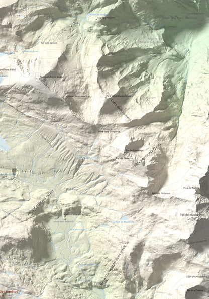 Mapa de relieve de Tuc des Armèros, 2534 m, Val d'Aran, lámina 100 Cims de Trobart. Detalle de la zona superior derecha. 70 × 100 cm.