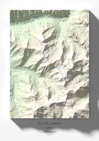 Mapa de relieve de Tuc des Carants, 2791 m, Alta Ribagorça, lámina 100 Cims de Trobart 70 × 100 cm.