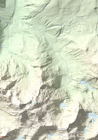 Mapa de relieve de Tuc des Monges, 2699 m, Alta Ribagorça · Val d'Aran, lámina 100 Cims de Trobart. Detalle de la zona superior derecha. 70 × 100 cm.