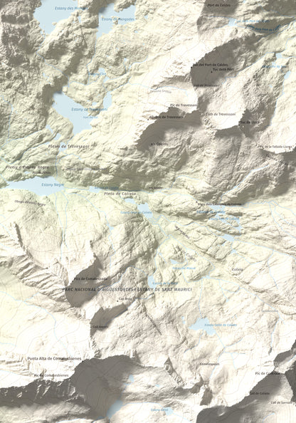 Mapa de relieve de Tuc des Monges, 2699 m, Alta Ribagorça · Val d'Aran, lámina 100 Cims de Trobart. Detalle de la zona inferior derecha. 70 × 100 cm.