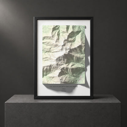 Mapa de relieve de Tuc deth Plan deth Ome (Vacanera), 2194 m, Val d'Aran, lámina 100 Cims de Trobart. Presentación enmarcada. 70 × 100 cm.