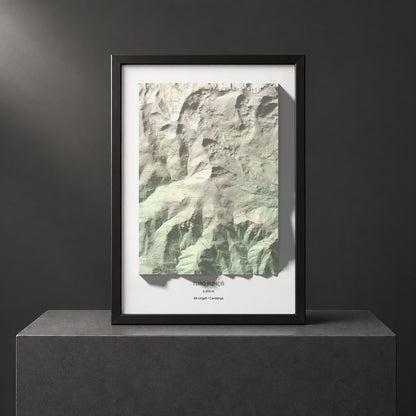 Mapa de relieve de Turó Punçó, 2493 m, Alt Urgell · Cerdanya, lámina 100 Cims de Trobart. Presentación enmarcada. 70 × 100 cm.