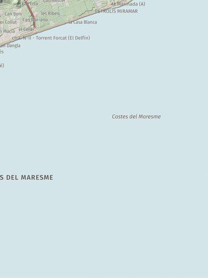 Mapa de relieve de Turó d'Onofre Arnau, 131 m, Maresme, lámina 100 Cims de Trobart. Detalle de la zona inferior derecha. 30 × 40 cm.