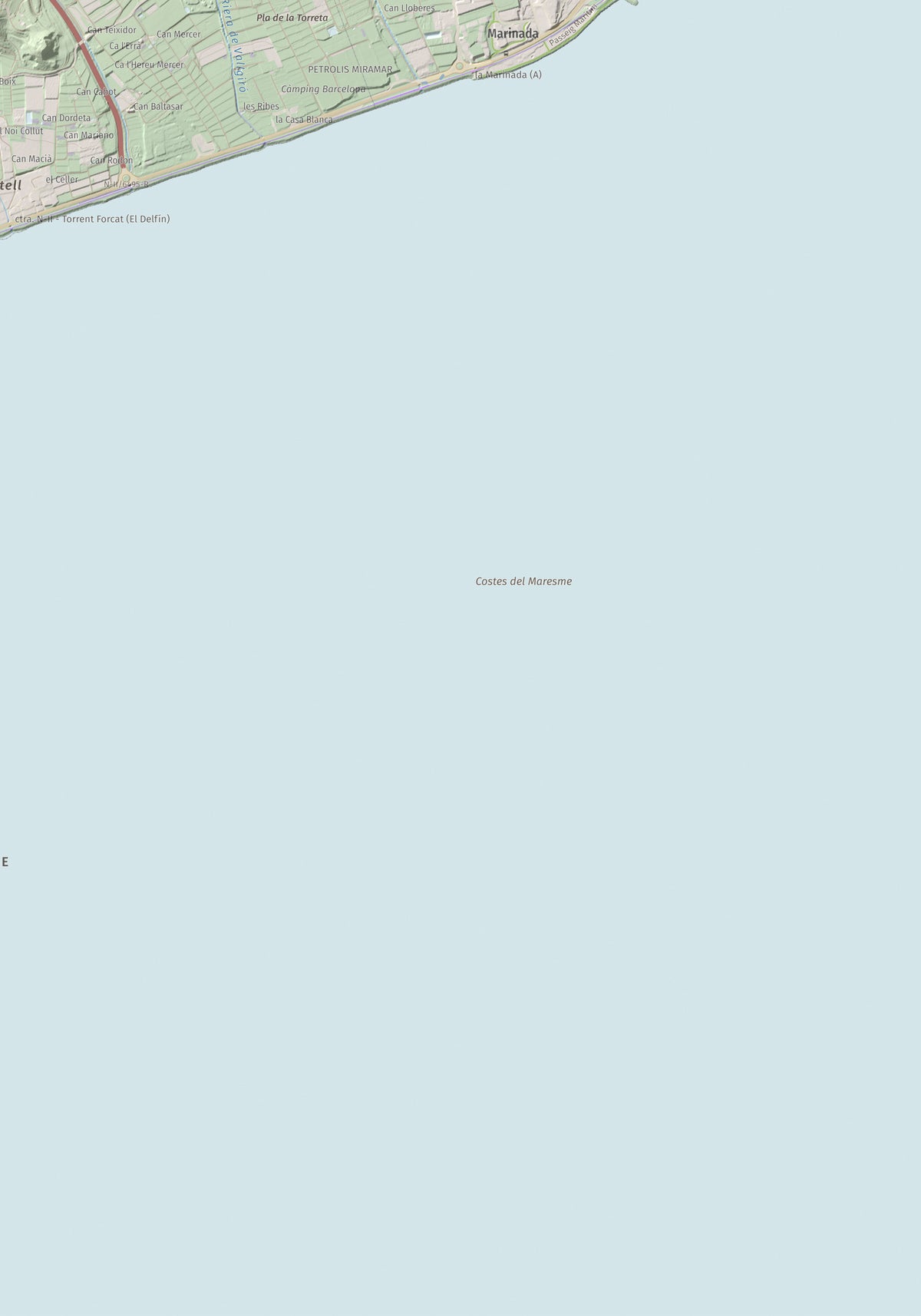 Mapa de relieve de Turó d'Onofre Arnau, 131 m, Maresme, lámina 100 Cims de Trobart. Detalle de la zona inferior derecha. 70 × 100 cm.