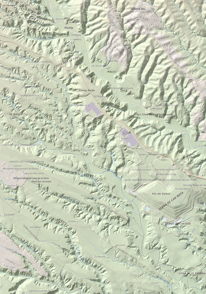 Mapa de relieve de Turó de Can Dolcet, 416 m, Anoia · Baix Llobregat, lámina 100 Cims de Trobart. Detalle de la zona inferior izquierda. 70 × 100 cm.