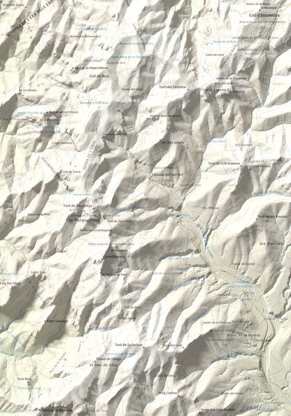 Mapa de relieve de Turó del Mal Pas, 755 m, Bages, lámina 100 Cims de Trobart. Detalle de la zona inferior derecha. 70 × 100 cm.