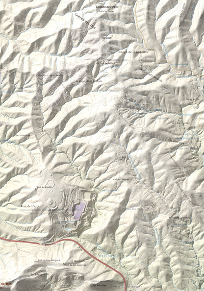 Mapa topográfico del relieve: Turó del Ros, 635 m. Detalle de la zona superior derecha. 70 × 100 cm.
