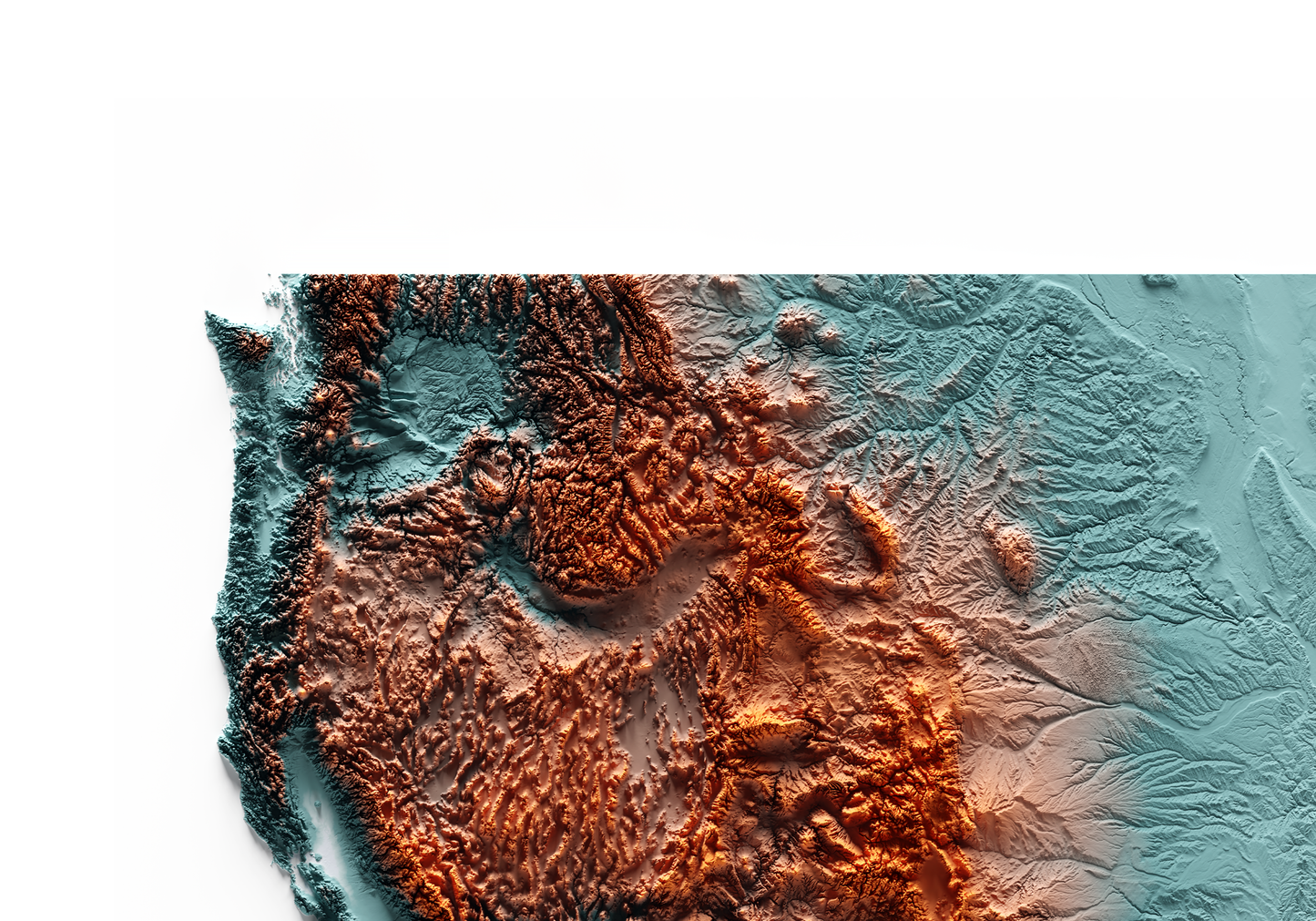 ESTADOS UNIDOS. Mapa de relieve con contraste.