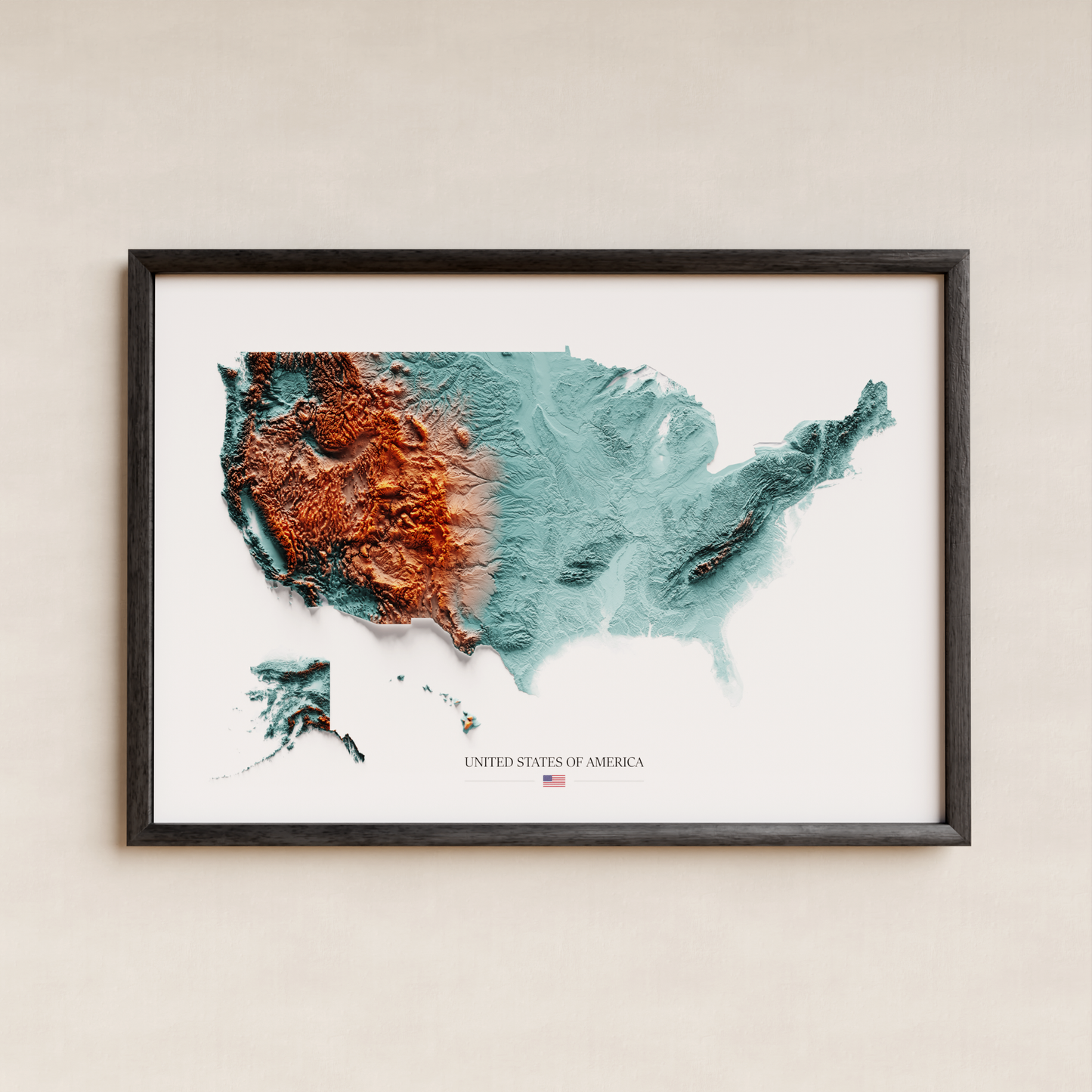 ESTADOS UNIDOS. Mapa de relieve con contraste.