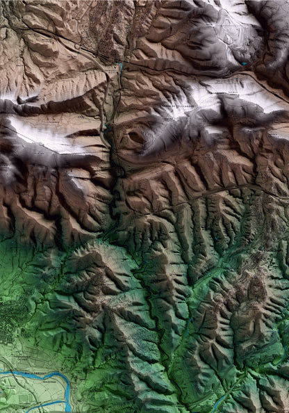 Mapa artístico del relieve de Ullastrell, al Vallès Occidental, con 15 km de entorno y base topográfica ICGC. Detalle de la zona superior izquierda.