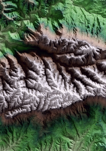 Mapa artístico del relieve de Ulldemolins, al Priorat, con 15 km de entorno y base topográfica ICGC. Detalle de la zona inferior izquierda.