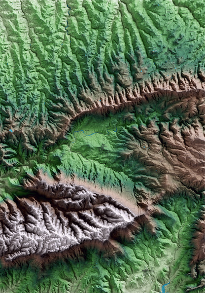 Mapa artístico del relieve de Ulldemolins, al Priorat, con 15 km de entorno y base topográfica ICGC