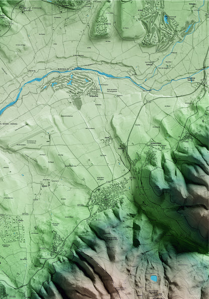Mapa artístico del relieve de Urús, a la Cerdanya, con 15 km de entorno y base topográfica ICGC. Detalle de la zona superior derecha.