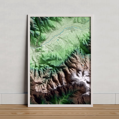 Mapa artístico del relieve de Urús, a la Cerdanya, con 15 km de entorno y base topográfica ICGC. Presentación enmarcada.