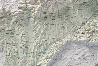 Mapa de relieve del Vallès Oriental, con el territorio en color y el entorno en blanco. Detalle de la zona central. 61 × 91 cm. Estilo Cartográfico.
