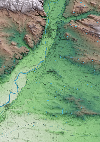Mapa artístico del relieve de Vallfogona de Balaguer, a la Noguera, con 15 km de entorno y base topográfica ICGC