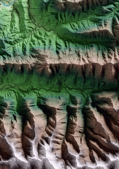 Mapa artístico del relieve de Vallfogona de Ripollès, al Ripollès, con 15 km de entorno y base topográfica ICGC. Detalle de la zona central.