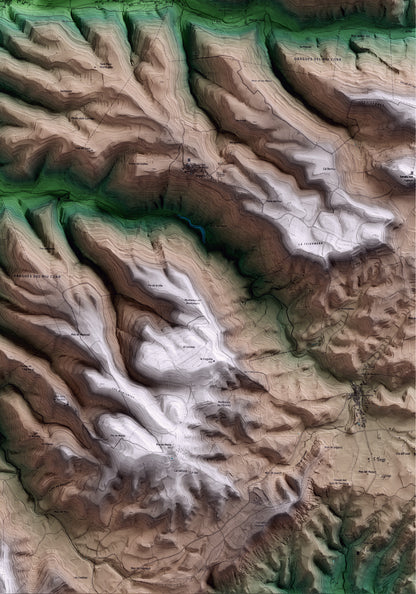 Mapa artístico del relieve de Vallfogona de Riucorb, a la Conca de Barberà, con 15 km de entorno y base topográfica ICGC. Detalle de la zona inferior derecha.