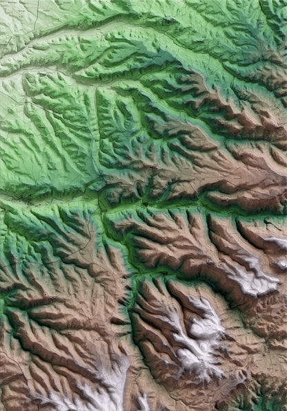 Mapa artístico del relieve de Vallfogona de Riucorb, a la Conca de Barberà, con 15 km de entorno y base topográfica ICGC