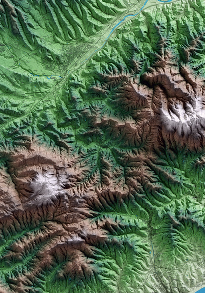 Mapa artístico del relieve de Vallgorguina, al Vallès Oriental, con 15 km de entorno y base topográfica ICGC