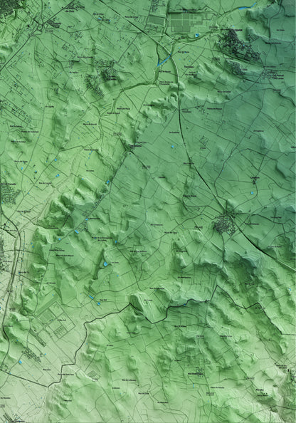 Mapa artístico del relieve de Valls, al Alt Camp, con 15 km de entorno y base topográfica ICGC. Detalle de la zona inferior derecha.