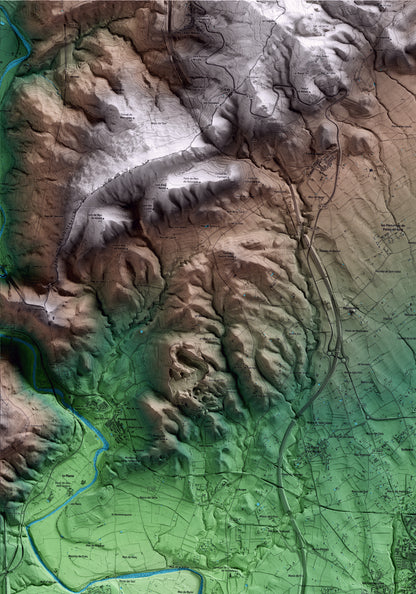 Mapa artístico del relieve de Valls, al Alt Camp, con 15 km de entorno y base topográfica ICGC. Detalle de la zona superior izquierda.