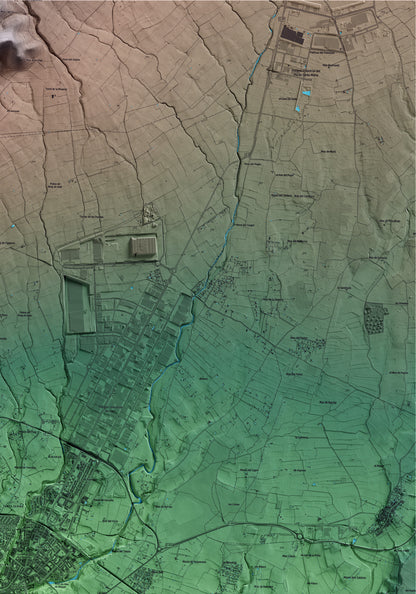 Mapa artístico del relieve de Valls, al Alt Camp, con 15 km de entorno y base topográfica ICGC. Detalle de la zona superior derecha.