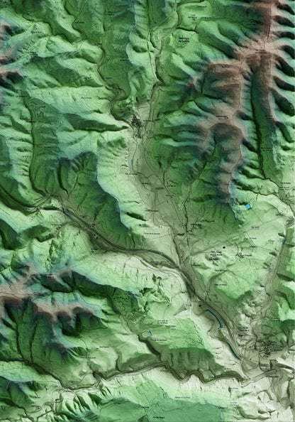 Mapa artístico del relieve de Veciana, al Anoia, con 15 km de entorno y base topográfica ICGC. Detalle de la zona inferior derecha.