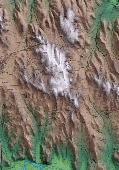 Mapa artístico del relieve de Ventalló, al Alt Empordà, con 15 km de entorno y base topográfica ICGC. Detalle de la zona inferior izquierda.
