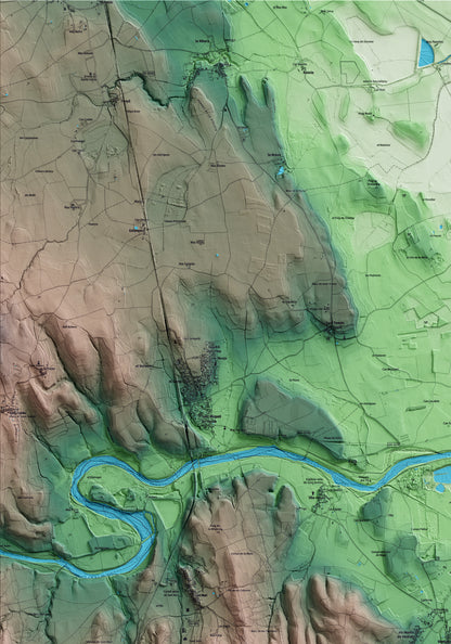 Mapa artístico del relieve de Ventalló, al Alt Empordà, con 15 km de entorno y base topográfica ICGC. Detalle de la zona superior izquierda.