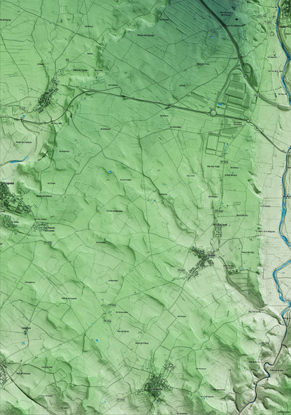 Mapa artístico del relieve de Vila-rodona, al Alt Camp, con 15 km de entorno y base topográfica ICGC. Detalle de la zona inferior izquierda.