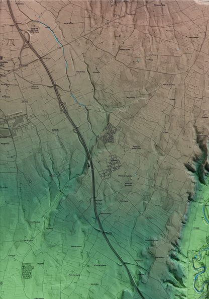 Mapa artístico del relieve de Vila-rodona, al Alt Camp, con 15 km de entorno y base topográfica ICGC. Detalle de la zona superior izquierda.