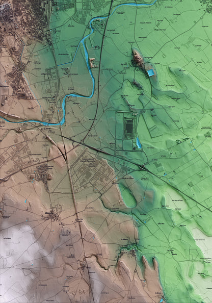 Mapa artístico del relieve de Vila-sacra, al Alt Empordà, con 15 km de entorno y base topográfica ICGC. Detalle de la zona inferior izquierda.
