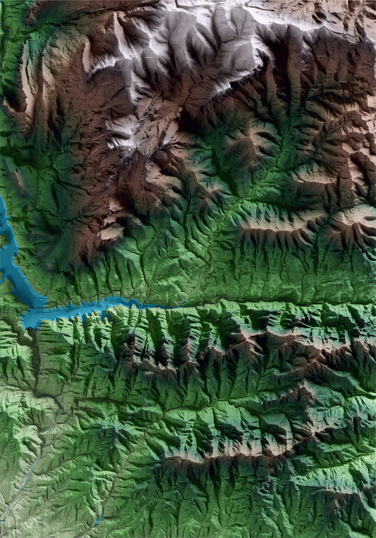 Mapa artístico del relieve de Vilada, al Berguedà, con 15 km de entorno y base topográfica ICGC
