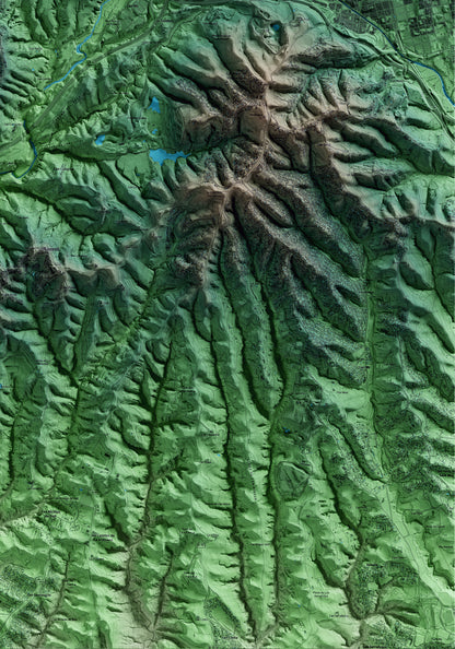 Mapa artístico del relieve de Viladecavalls, al Vallès Occidental, con 15 km de entorno y base topográfica ICGC. Detalle de la zona inferior derecha.