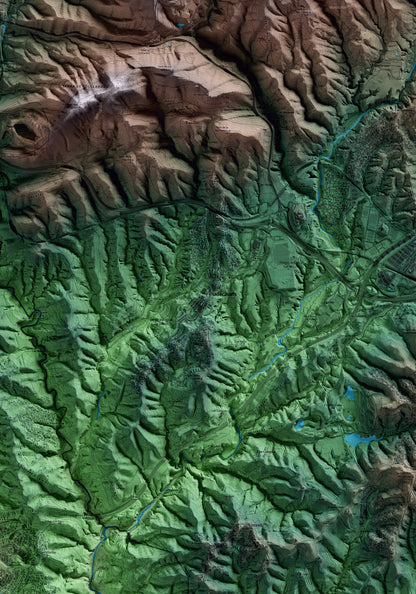 Mapa artístico del relieve de Viladecavalls, al Vallès Occidental, con 15 km de entorno y base topográfica ICGC. Detalle de la zona central.