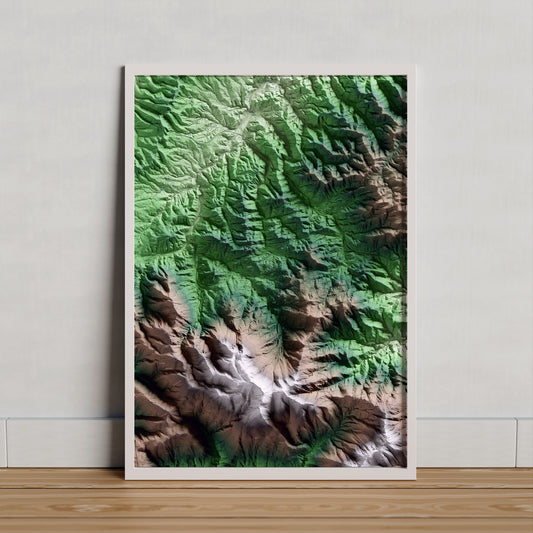 Mapa artístico del relieve de Viladrau, a Osona, con 15 km de entorno y base topográfica ICGC. Presentación enmarcada.
