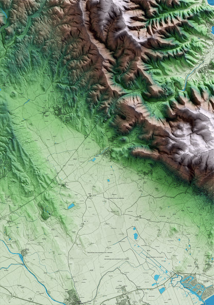 Mapa artístico del relieve de Vilajuïga, al Alt Empordà, con 15 km de entorno y base topográfica ICGC