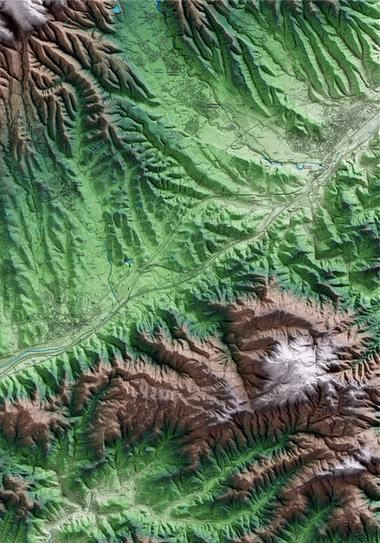 Mapa artístico del relieve de Vilalba Sasserra, al Vallès Oriental, con 15 km de entorno y base topográfica ICGC