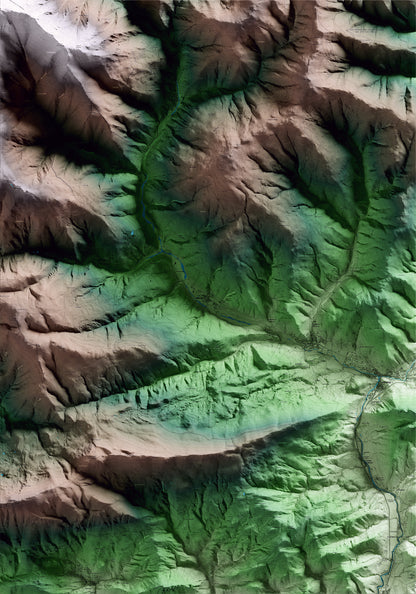Mapa artístico del relieve de Vilallonga de Ter, al Ripollès, con 15 km de entorno y base topográfica ICGC