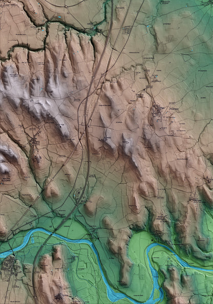 Mapa artístico del relieve de Vilamalla, al Alt Empordà, con 15 km de entorno y base topográfica ICGC. Detalle de la zona inferior izquierda.