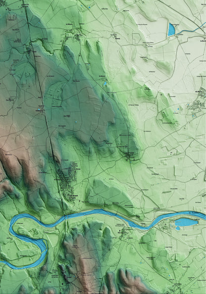 Mapa artístico del relieve de Vilamalla, al Alt Empordà, con 15 km de entorno y base topográfica ICGC. Detalle de la zona inferior derecha.